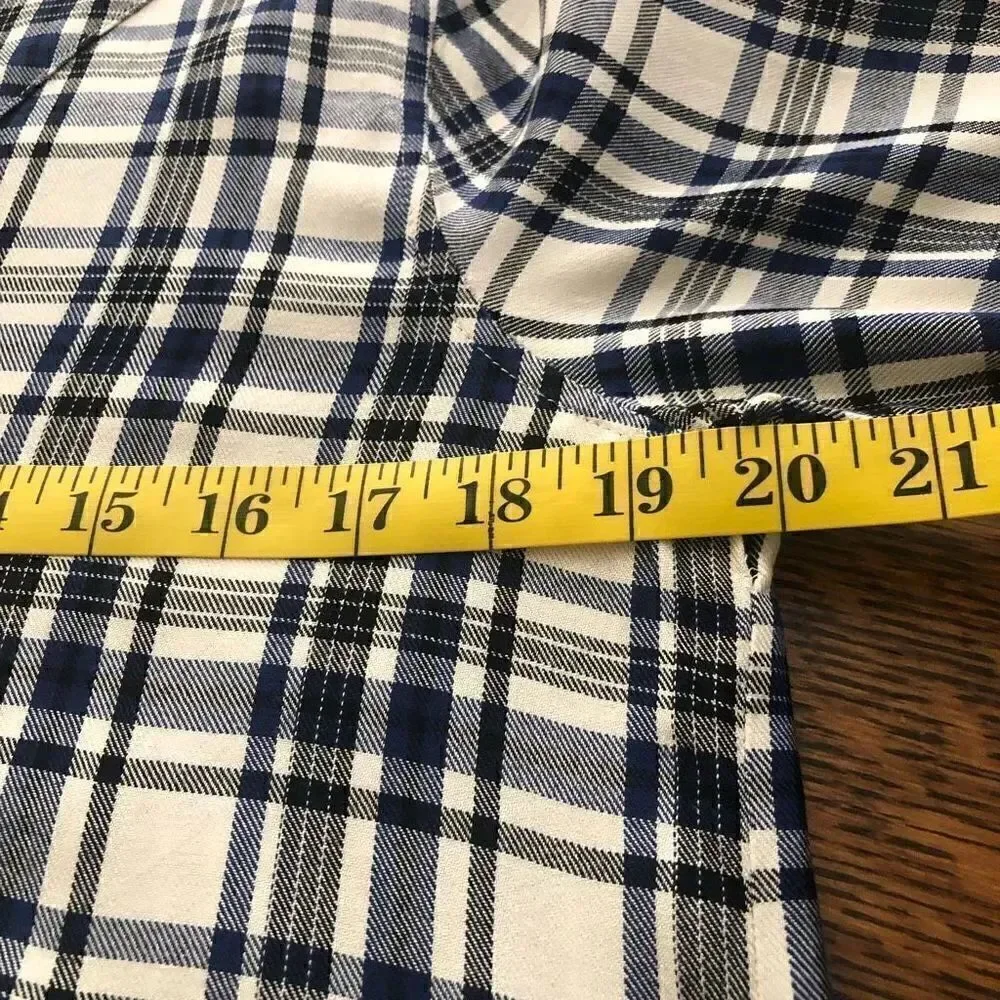 Madewell White, Navy, and Black Plaid Light Academia Shift Dress Size XS